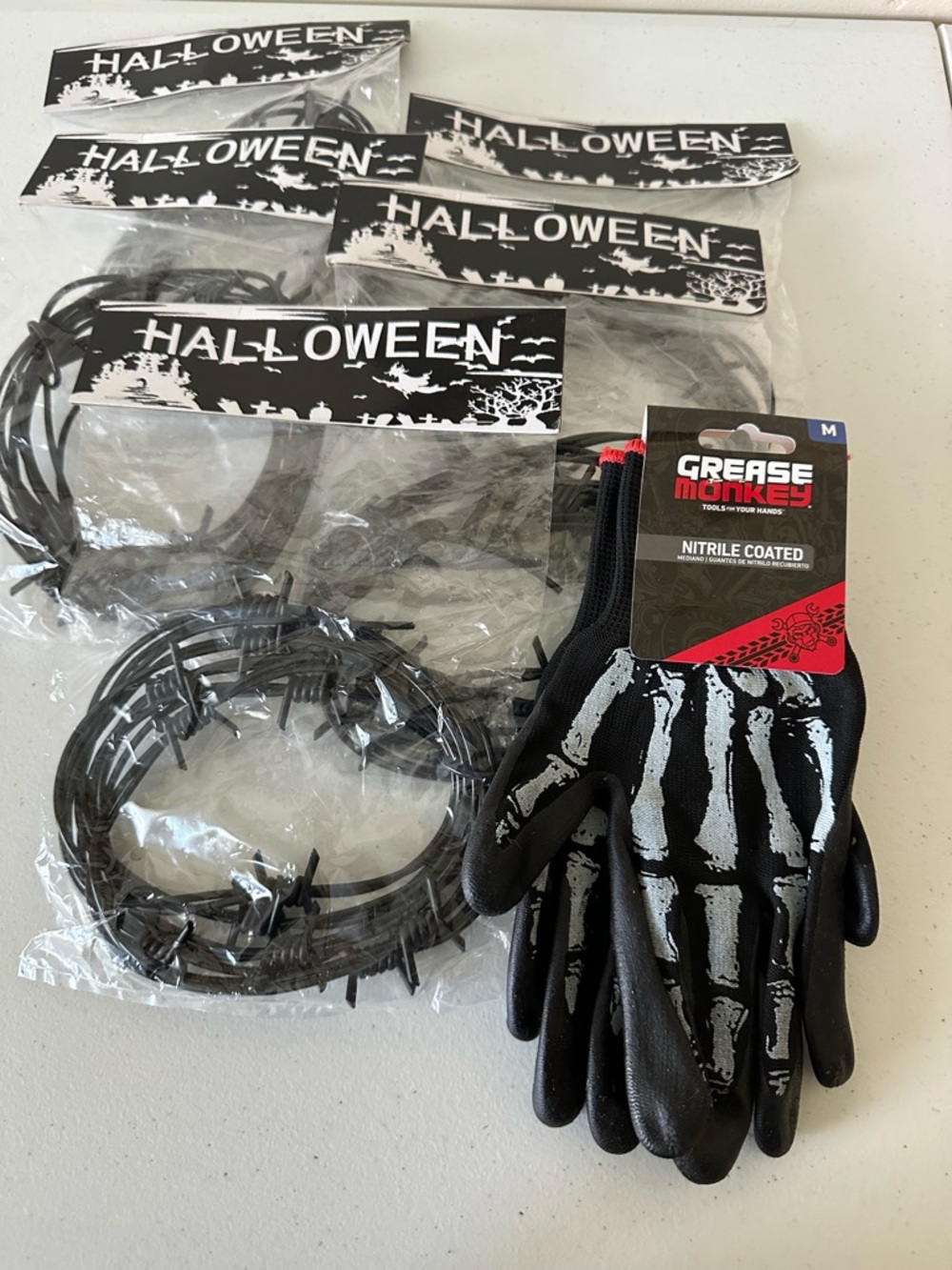 Halloween accessories &  Monkey Nitrile Coated Skeleton Gloves - NWT